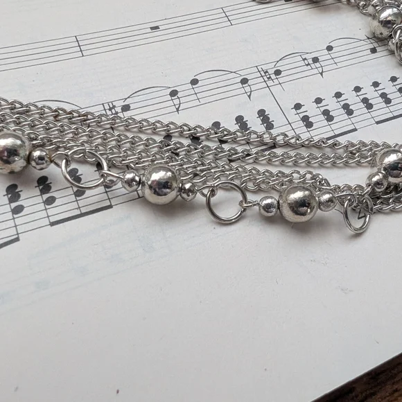 Long Silvertone Multi-Strand Beaded Necklace - Women's Jewelry - Picture 9 of 12